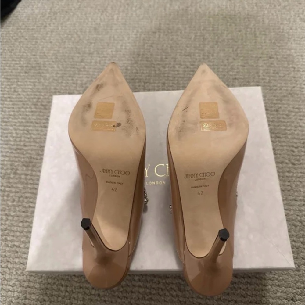 Jimmy Choo Bing Nude Patent Heels with Crystal Strap Sz 42 (run small) - Picture 5 of 6